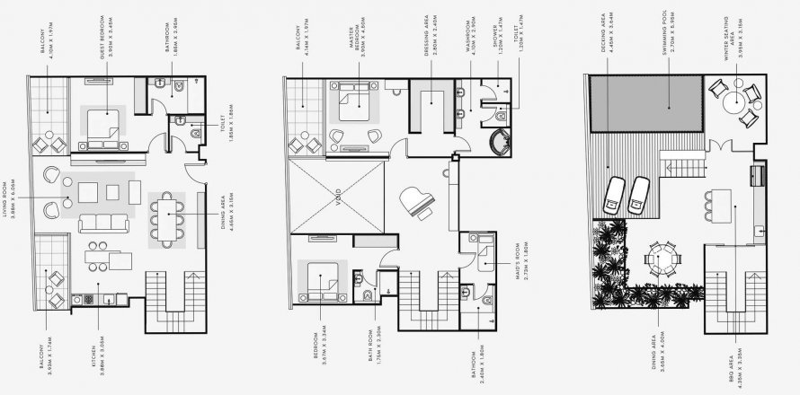 Планировка «4BR» 5 комнат в ЖК RIVIERA REVE