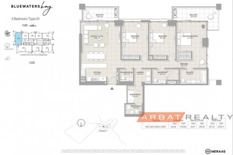 Byt v Bluewaters, Dubai, SAE 3 ložnice, 187 m² Č.: 604354 - fotografie 9