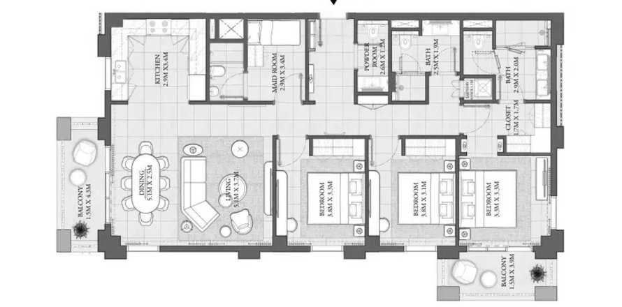 Apartament în Dubai Creek Harbour (The Lagoons), Dubai, EAU 3 dormitoare, 146.04 mp.  №720698
