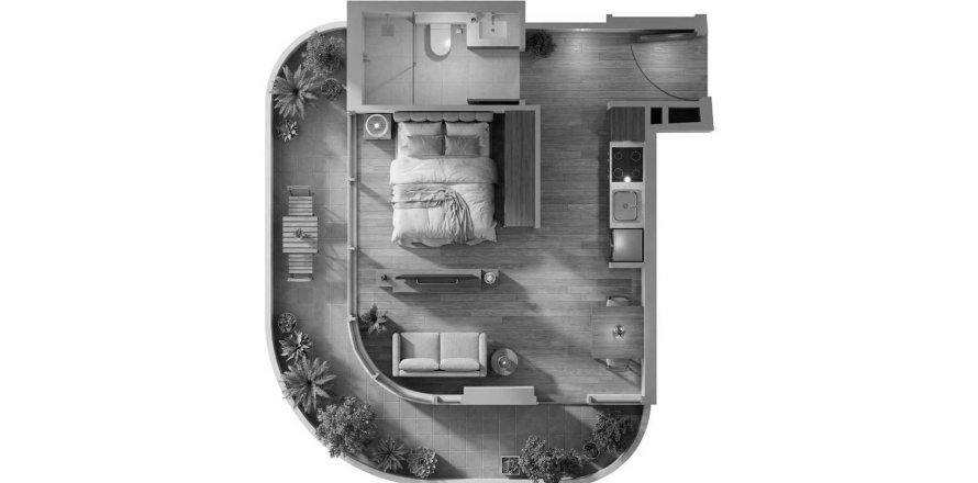 Wohnung in Dubai South (Dubai World Central), Dubai, VAE: 1 Zimmer, 52 m2 Nr. 704080