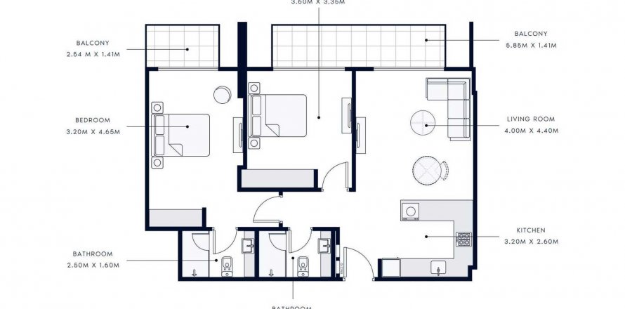 Byt v AZIZI AMBER v Al Furjan, Dubai, SAE 2 ložnice, 91.51 m² Č.: 398483