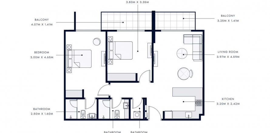 Byt v AZIZI AMBER v Al Furjan, Dubai, SAE 2 ložnice, 92.16 m² Č.: 398479