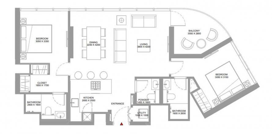 Apartament në Pierside Marina Residences në Umm Al Quwain, Emiratet e Bashkuara Arabe 2 dhoma gjumi, 94.87 m2. № 610879