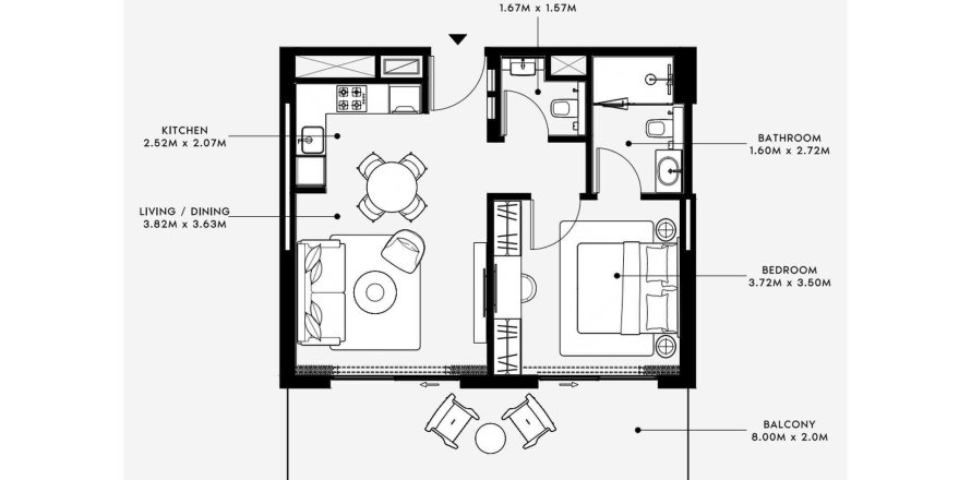 Dubai South (Dubai World Central), UAE의 아파트 침실 1개, 67.12제곱미터 번호 345932