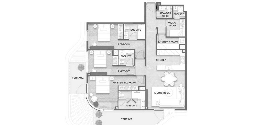 Apartament w Dubai, ZEA 4 sypialnie, 145 mkw. nr 646156