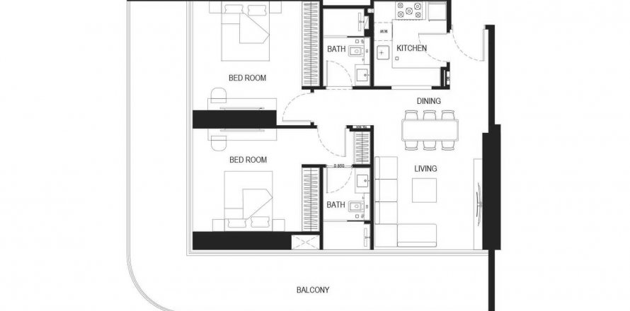 Apartment in Binghatti Hill Views in Al Barsha, Dubai, UAE 2 bedrooms, 124.79 sq.m. № 565007