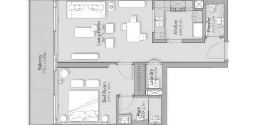Dubai South (Dubai World Central), UAE의 아파트 침실 1개, 78.41제곱미터 번호 715028
