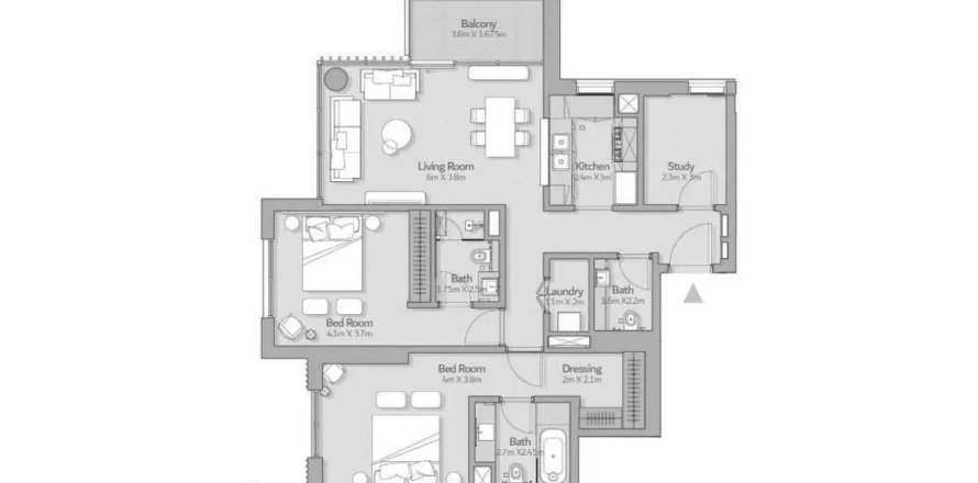 Apartmán v South Square Tower S1 v Dubai South (Dubai World Central), SAE 2 spálne, 120.03 m2 č. 715029
