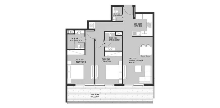 Apartment in Garnet by Siroya in Dubai South (Dubai World Central), UAE 2 bedrooms, 108.82 sq.m. № 705336
