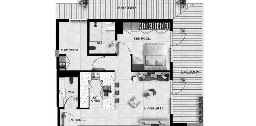 Квартира в Kingdom Gate в Al Furjan, Дубай, ОАЭ 2 комнаты, 102м2 № 685589