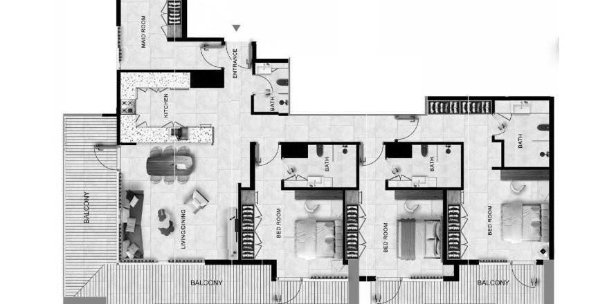 Квартира в Kingdom Gate в Al Furjan, Дубай, ОАЭ 4 комнаты, 196м2 № 685593