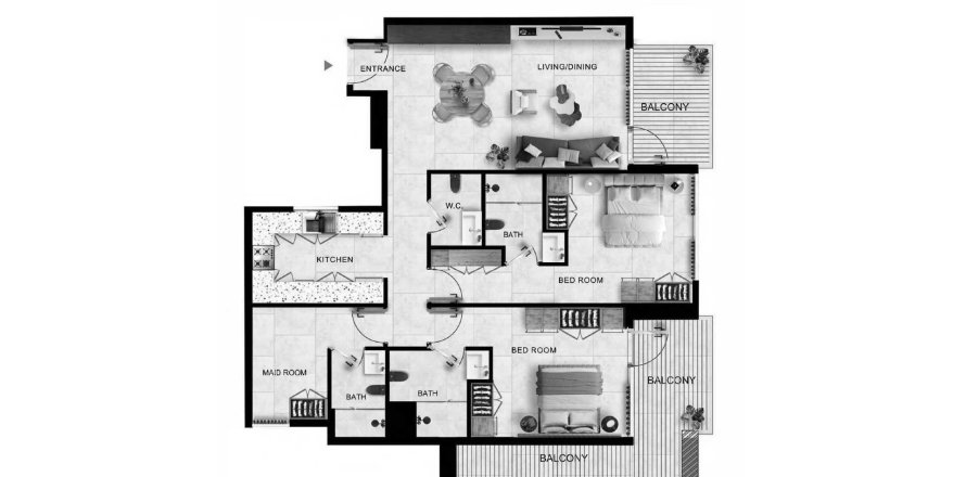 Квартира в Kingdom Gate в Al Furjan, Дубай, ОАЭ 3 комнаты, 140м2 № 685591