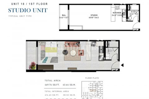 Jumeirah Village Circle, Dubai, UAE의 임대용 아파트 43.66441000제곱미터 번호 583616 - 사진 1