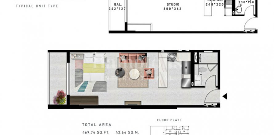 Jumeirah Village Circle, Dubai, UAE의 아파트 43.6644제곱미터 번호 583616