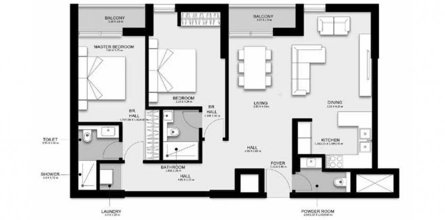 Byt v Al Mamsha Nama 5 v Muwaileh Commercial, Sharjah, SAE 2 ložnice, 119.6 m² Č.: 572310