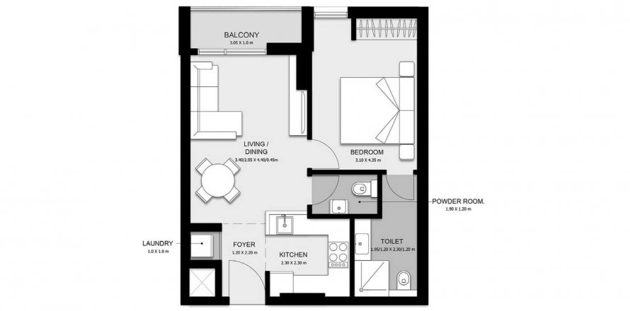 Korter asukohaga Al Mamsha Nama 5 asukohaga Muwaileh Commercial, Sharjah, AÜE: 1 magamistoaga, 62.28 m² Nr 572308