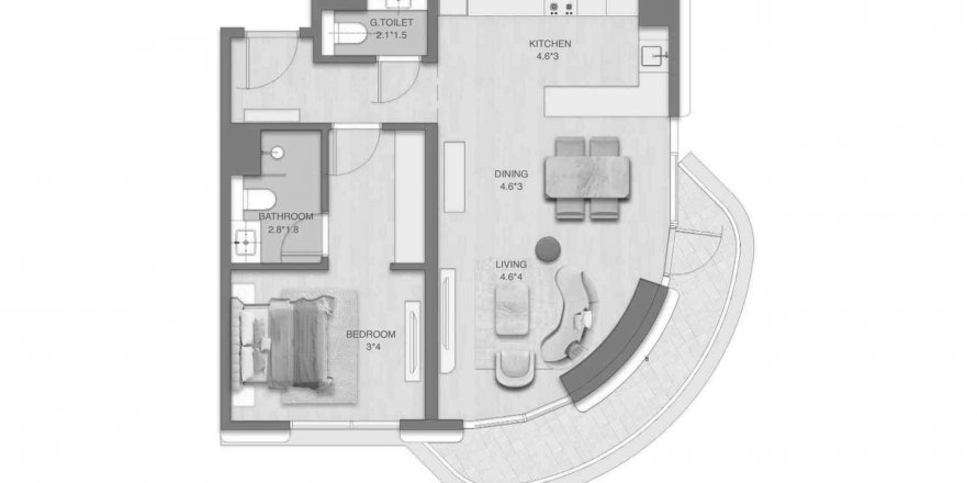 Apartment in Mirasol in Al Riffa, Ras Al Khaimah, UAE 1 bedroom, 82.35 sq.m. № 575721