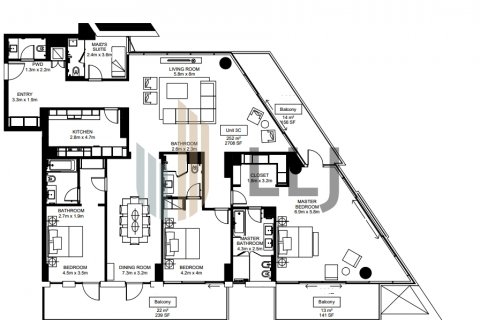 Byt na Saadiyat Island, Abu Dhabi, SAE 3 ložnice, 287.2 m² Č.: 597472 - fotografie 25