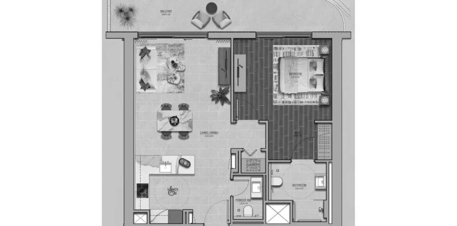 آپارتمان در Yas Island، Abu Dhabi ، امارات متحده عربی 1 خوابه ، 80.86 متر مربع.  شماره 704102