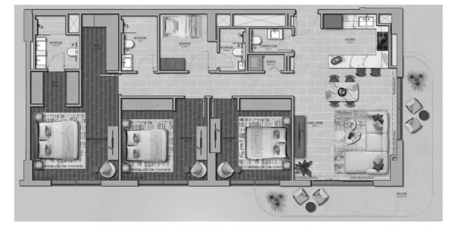 Byt v Yas Park Place na Yas Island, Abu Dhabi, SAE 3 ložnice, 163.5 m² Č.: 704104