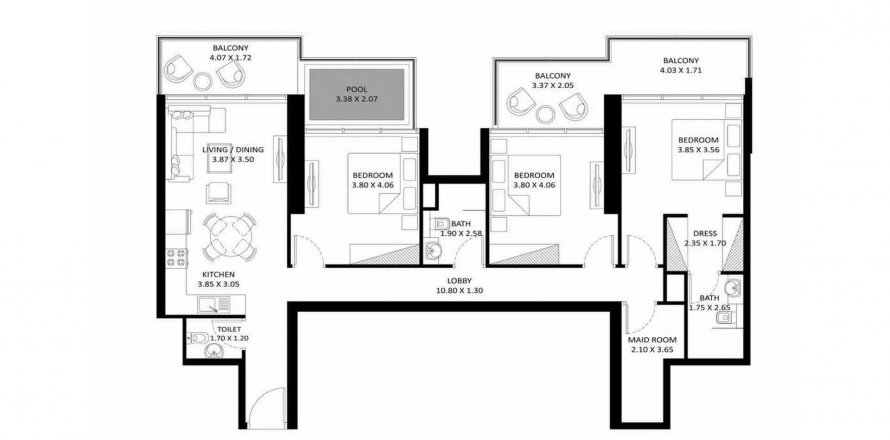 Apartment in ELITZ 2 in Jumeirah Village Circle, Dubai, UAE 3 bedrooms, 138.69 sq.m. № 303634