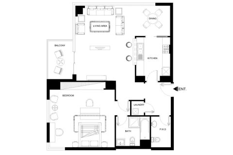 דירה למכירה ב Dubai Marina, Dubai, איחוד האמירויות  1 חדר שינה, 106 מ"ר, מספר 667478 - תמונה 13