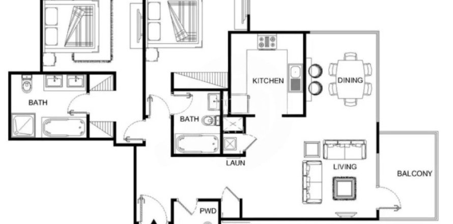 آپارتمان در Downtown Dubai (Downtown Burj Dubai)، Dubai ، امارات متحده عربی 2 خوابه ، 114.321 متر مربع.  شماره 680117