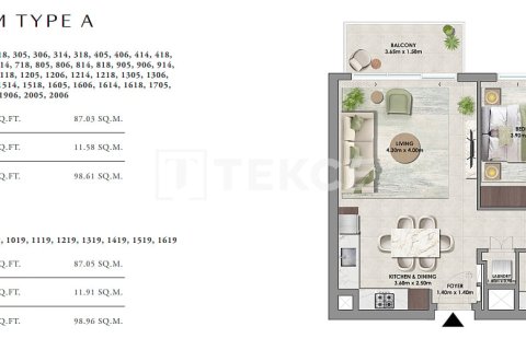 Apartman u Dubai Hills Estate, UAE 1 spavaća soba, 64 m2 Br. 739446 - fotografija 13