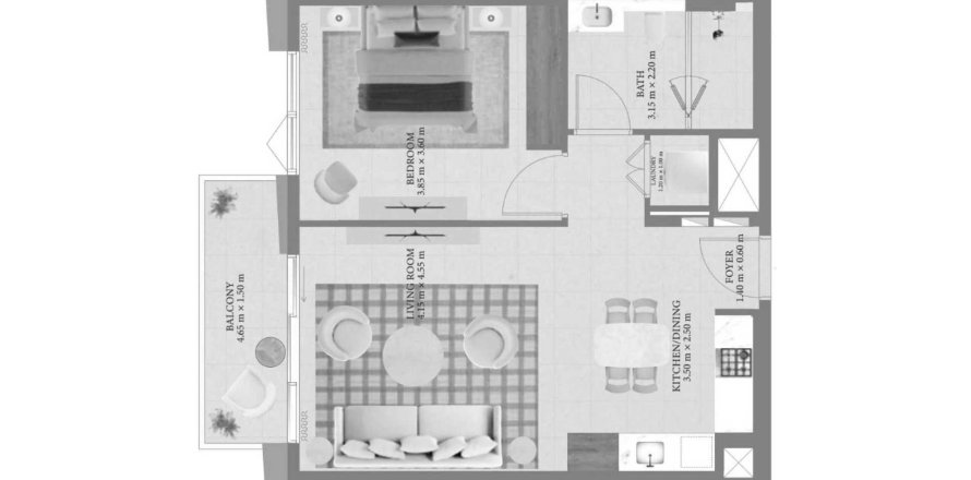 Lakás a Fior 1 lakóparkban itt: Mina Rashid, Dubai, EAE, 1 hálószoba, 71 m², azonosító: 697112