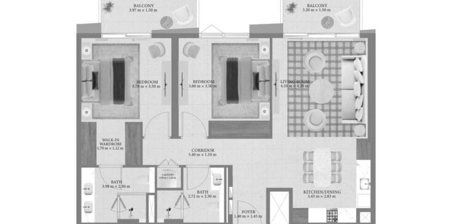 Wohnung in Mina Rashid, Dubai, VAE: 2 Schlafzimmer, 106 m2 Nr. 697113