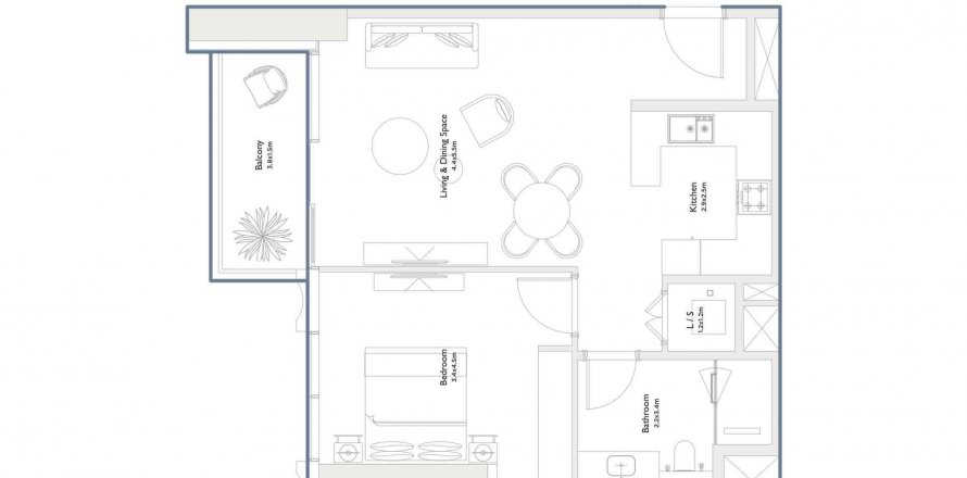 Apartment sa Serenia District West sa Palm Jumeirah, Dubai, UAE 1 silid-tulugan, 76.64 sq.m. № 581069