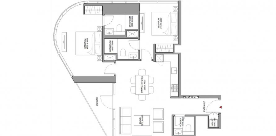 Byt v Skyvue Spectra v Nadd Al Sheba, Dubai, SAE 2 ložnice, 95.03 m² Č.: 575716