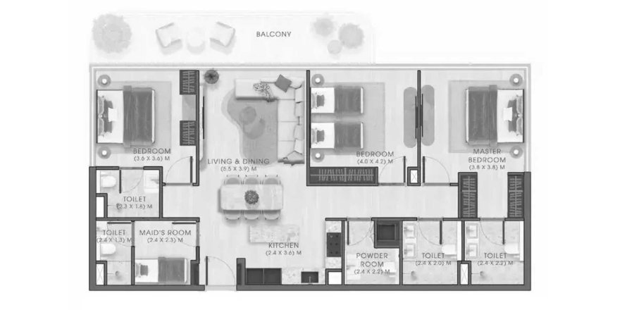 Apartment in Kaia Residences in Dubai, UAE 3 bedrooms, 162.39 sq.m. № 700573