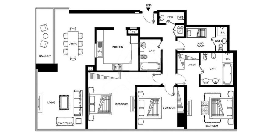 Apartamento em Abu Dhabi, EAU 3 quartos, 193.3 m2 № 760441