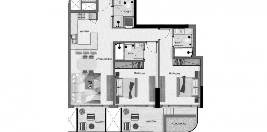 Apartment in Avana Residences in Jumeirah Village Circle, Dubai, UAE 2 bedrooms, 99 sq.m. № 621243