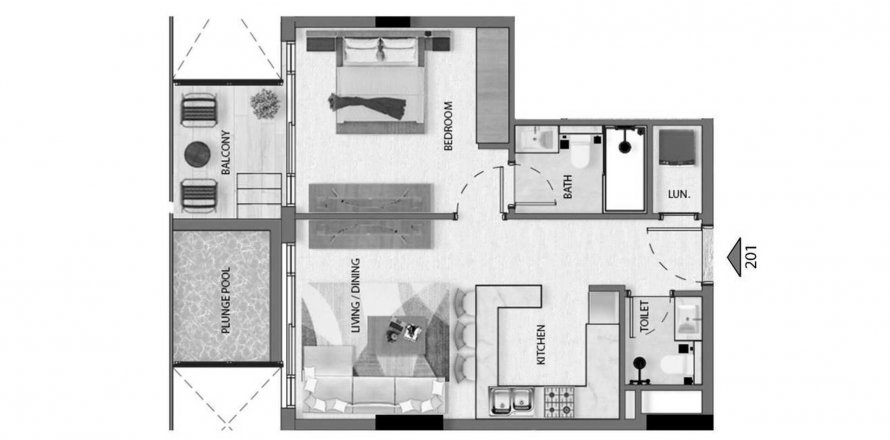 Wohnung BINGHATTI CRESCENT in Jumeirah Village Circle, Dubai, VAE: 1 Schlafzimmer, 59 m2 Nr. 621242