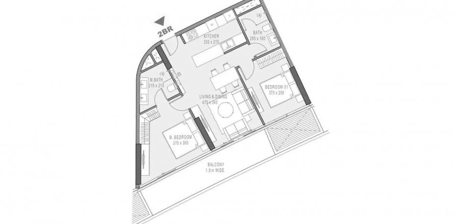 Byt v Marlin 2 v Al Reem Island, Abu Dhabi, SAE 2 ložnice, 84.54 m² Č.: 579816