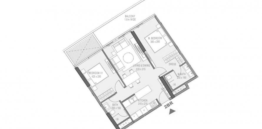 Byt v Marlin 2 v Al Reem Island, Abu Dhabi, SAE 2 ložnice, 83.52 m² Č.: 579814
