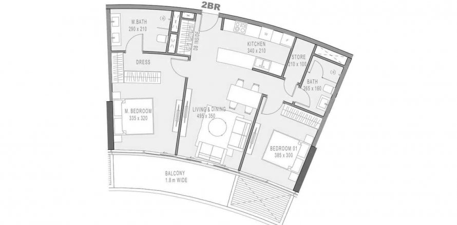 Byt v Marlin 2 v Al Reem Island, Abu Dhabi, SAE 2 ložnice, 90.58 m² Č.: 579817