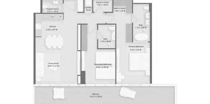 Apartament w Al Marjan Island, Ras Al Khaimah, ZEA 2 sypialnie, 123.56 mkw. nr 704134