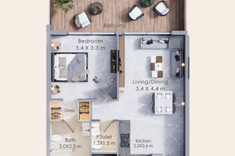 Dzīvoklis Dubai Landjā, AAE 1 istaba, 33 m2 Nr. 732427 - attēls 2