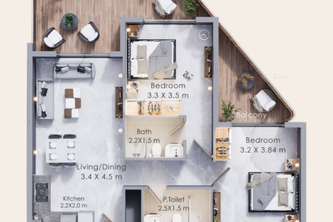 Dzīvoklis Dubai Landjā, AAE 1 istaba, 33 m2 Nr. 732427 - attēls 3