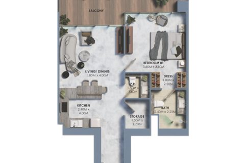 Huoneisto Dubai Land, Arabiemiraatit 1 huone, 42 m2 № 732428 - kuva 8