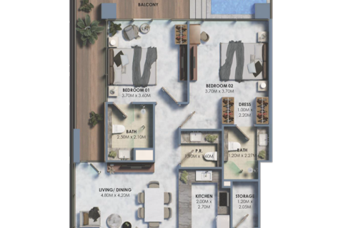 Huoneisto Dubai Land, Arabiemiraatit 1 huone, 42 m2 № 732428 - kuva 9