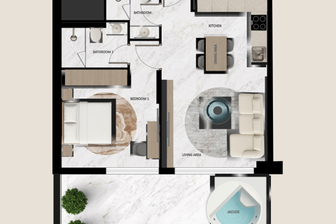 Leilighet til salgs i Dubai Land, Dubai, Emiratene 1 soverom, 71 kvm Nr. 732432 - Foto 5
