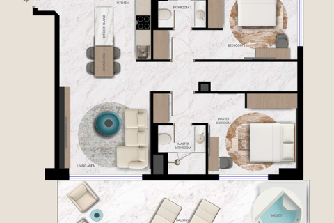Leilighet til salgs i Dubai Land, Dubai, Emiratene 1 soverom, 71 kvm Nr. 732432 - Foto 7