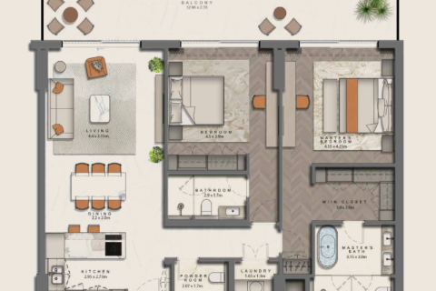 Apartman na Saadiyat Island, Abu Dhabi, UAE 1 spavaća soba, 96 m2 Br. 689991 - fotografija 6