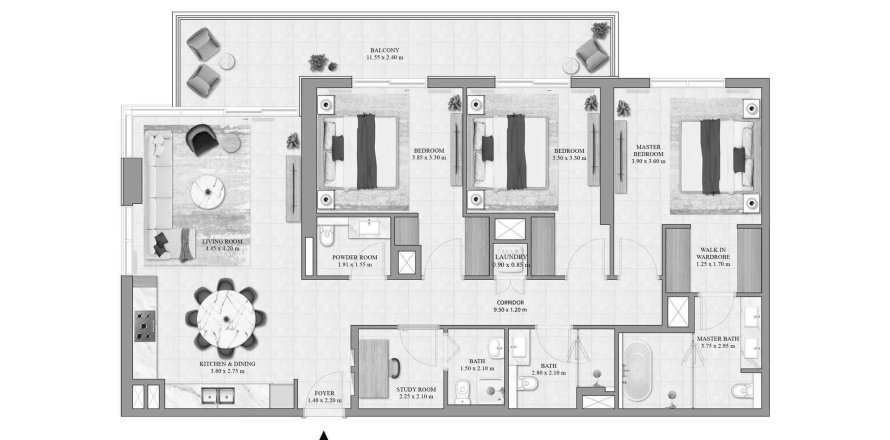 דירה ב Dubai Hills Estate, Dubai, איחוד האמירויות 3 חדרי שינה, 161 מ"ר מספר 687020