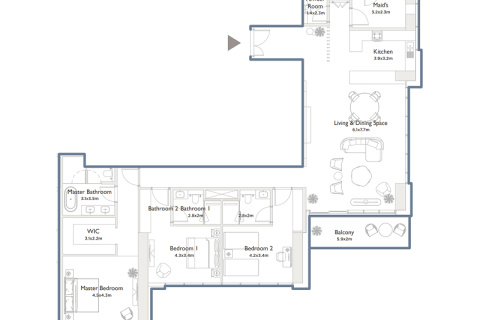 Lakás itt: Jumeirah Islands, Dubai, EAE, 1 hálószoba, 77 m², azonosító: 690009 - fénykép 13