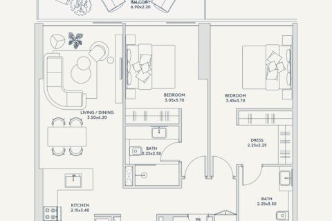Huoneisto Al Reem Island, Abu Dhabi, Arabiemiraatit 1 makuuhuone, 81 m2 № 690006 - kuva 5